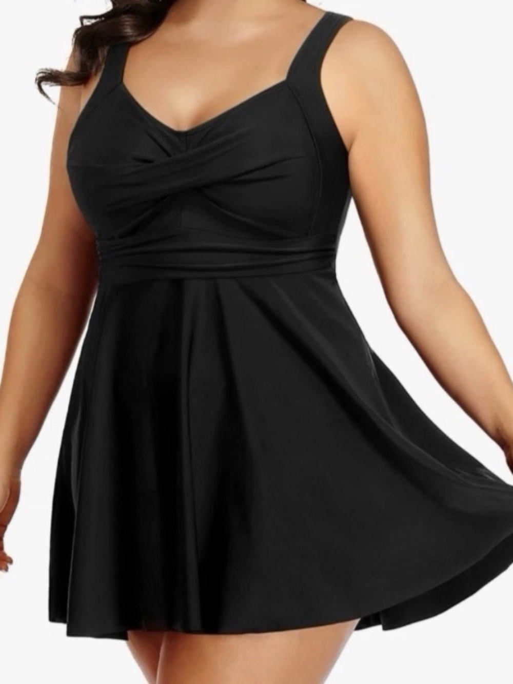 NWT Tempt Me Plus Size Swim Dress | Black | Ruched One Piece | 22W